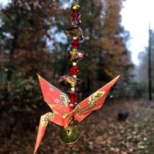 Handmade origami crane ornament/ window hang